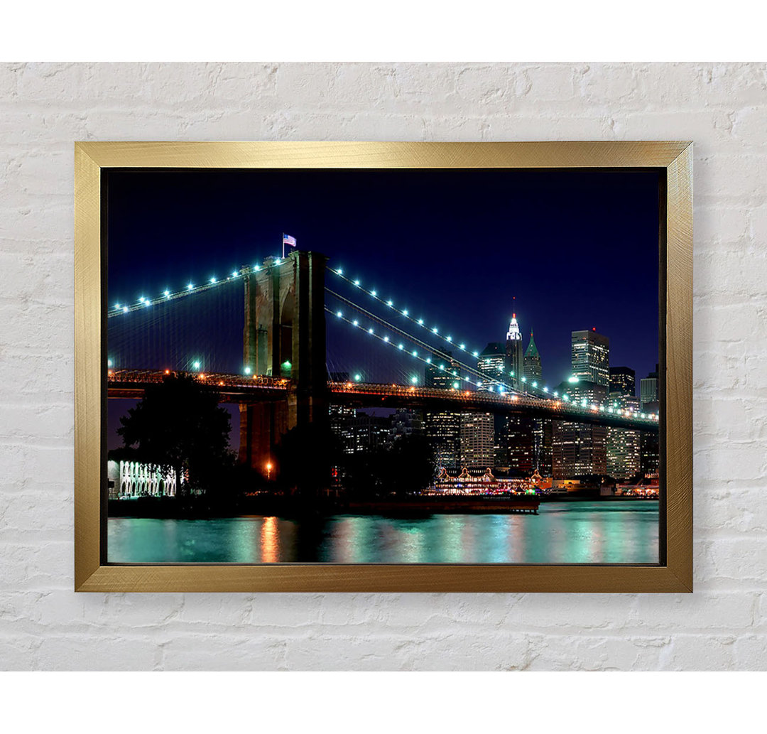 Brooklyn Bridge Nyc Blue Nights - Einzelner Bilderrahmen Kunstdrucke