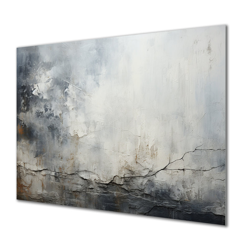 «Gray and White Stone River II», impression murale abstraite en métal MT137340, H 30 po x l 40 po x P 1,5 po