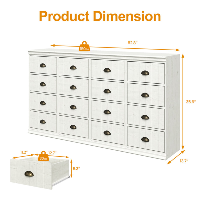 Commode 4 pièces à 4 tiroirs pour chambre à coucher Dyisha