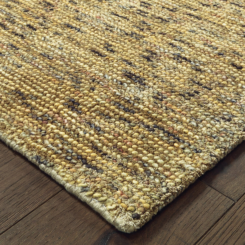 Legends Handmade Tufted Wool/Viscose Gold/Green Area Rug, Rectangle 10' x 13'