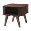 Table de bout en bois de noyer avec portes tambour pour un rangement pratique dans le salon avec une finition carrée moderne et une porte de compartiment décorative