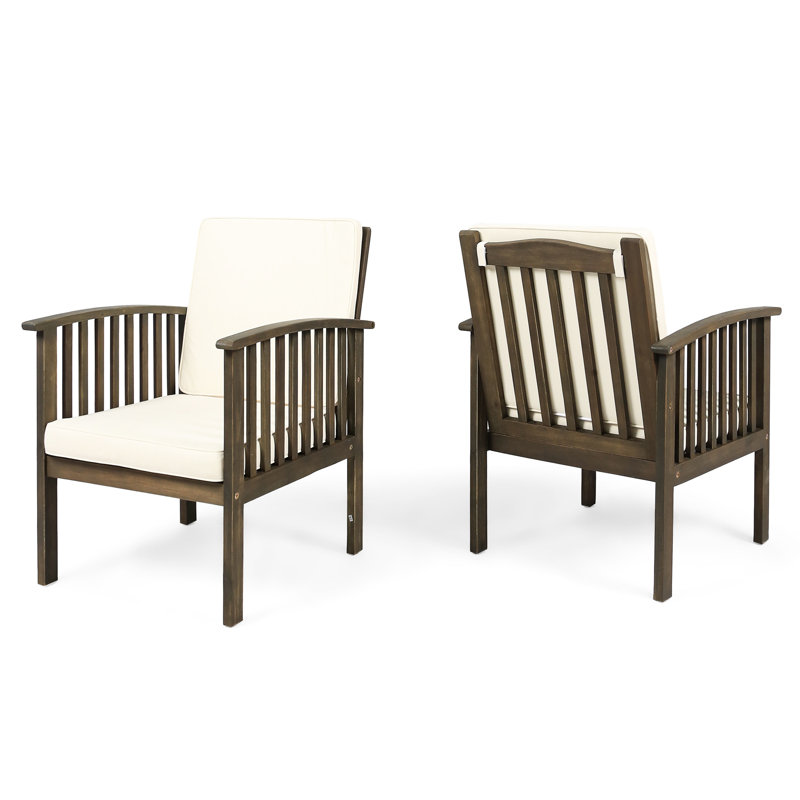 Fauteuil club d'extérieur en bois (2) - Élégant et idéal pour les chaises de jardin, Grey/Cream
