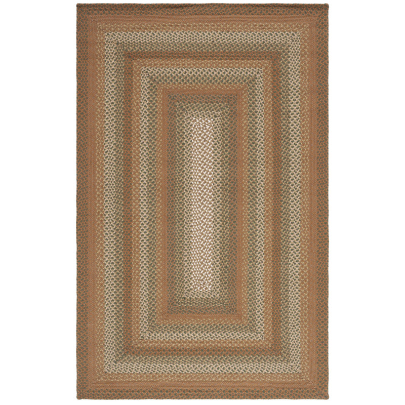 Tapis en coton tissé à plat tressé à rayures brun / ivoire, Rectangle 5 pi x 8 pi