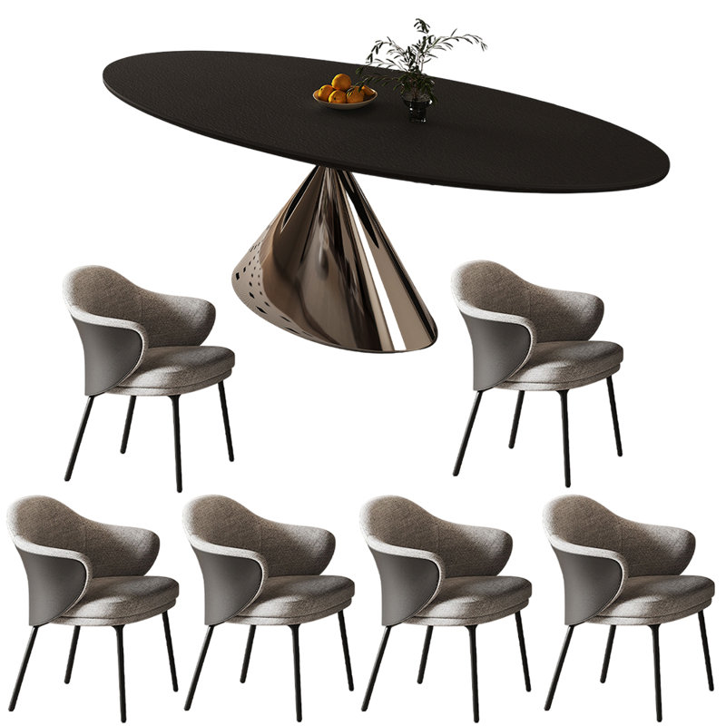 Ensembles de tables de salle à manger ovales de style italien, H 29,53 po x L 70,87 po x l 35,43 po