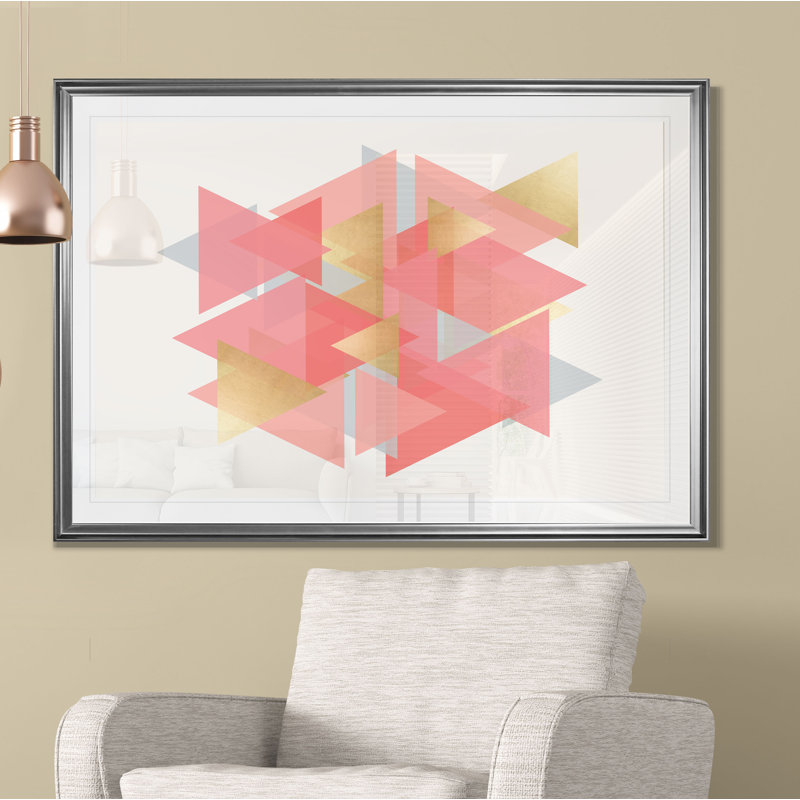 " Scandinavian Triangles ", 20" H x 24" W x 1.5" D, Silver Frame