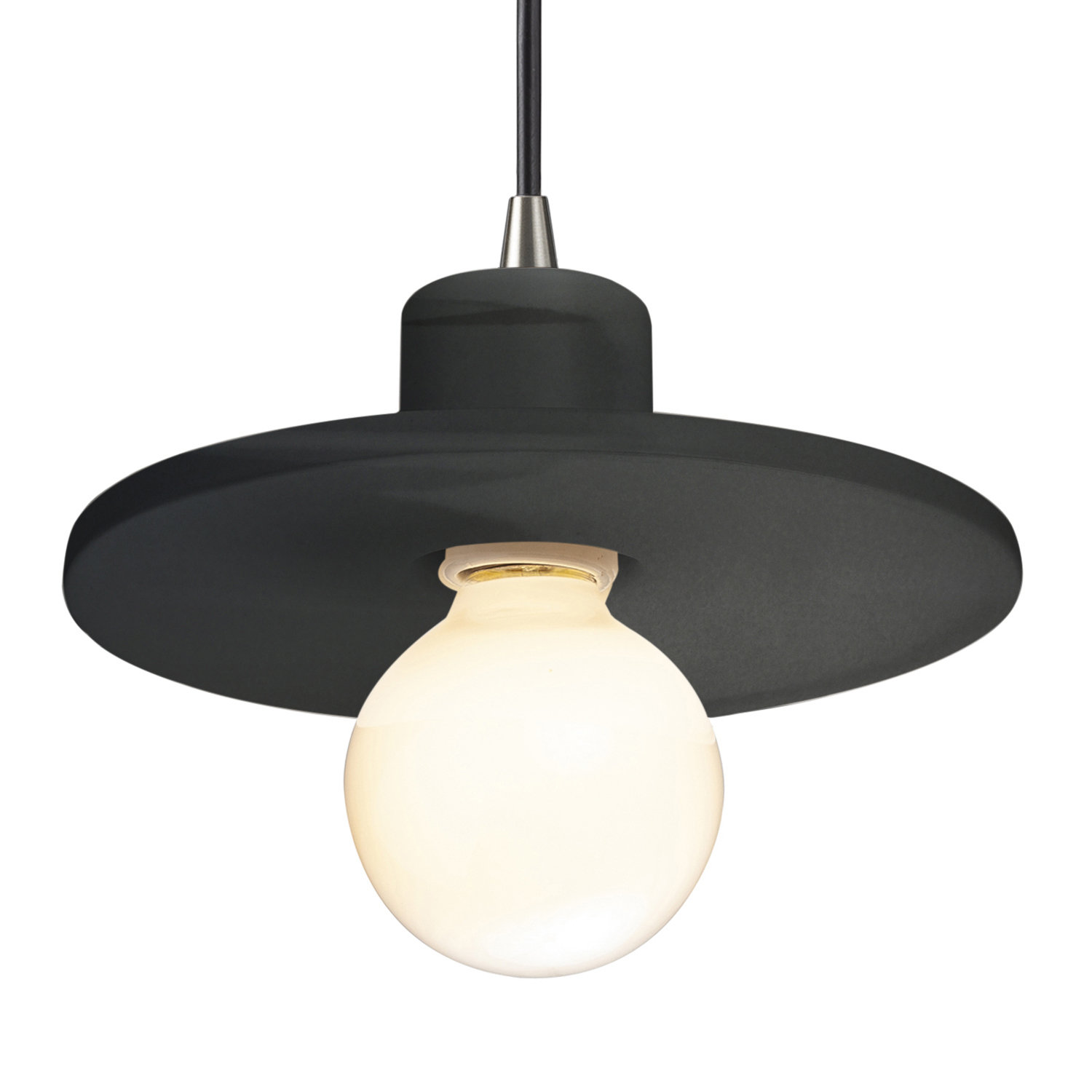 Marlena Dimmable Single Light Pendant, Gloss Grey, Brushed Nickel