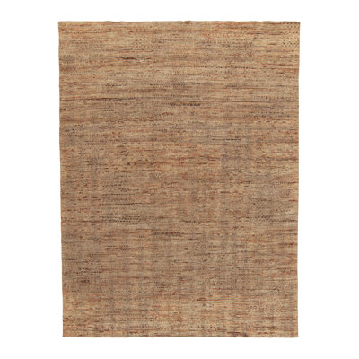 Rug & KilimS Modern Textural Rug In Beige-Brown And Orange Striae Patterns