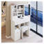 Petite coiffeuse 29,2 po avec miroir coulissant et tabouret rembourré, coiffeuse compacte blanche avec tiroir de gauche et rangement multicouche pour les petits espaces-2003682757