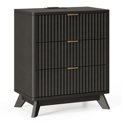 Donati Fluted Nightstand with Charging Station