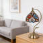 Lampe de table en vitrail 17,3 "H Tiffany, lampe de table en col de cygne rétro