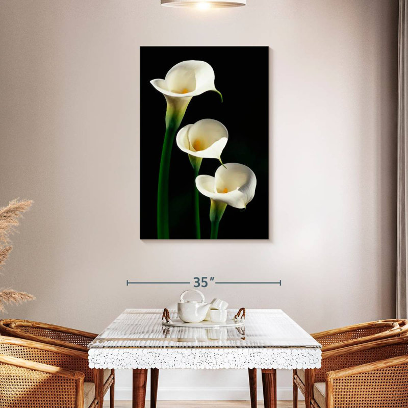 Harnek Three White Calla Lilies, 12" H x 8" W