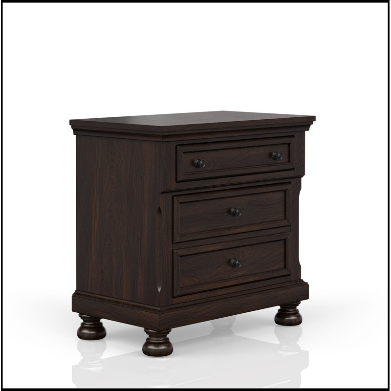 Dark Cherry Nightstand Two Drawer