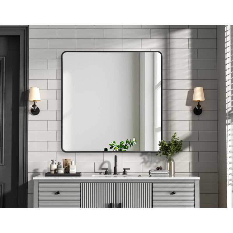 Erath Contour Metal Mirror, 48" x 48", Black