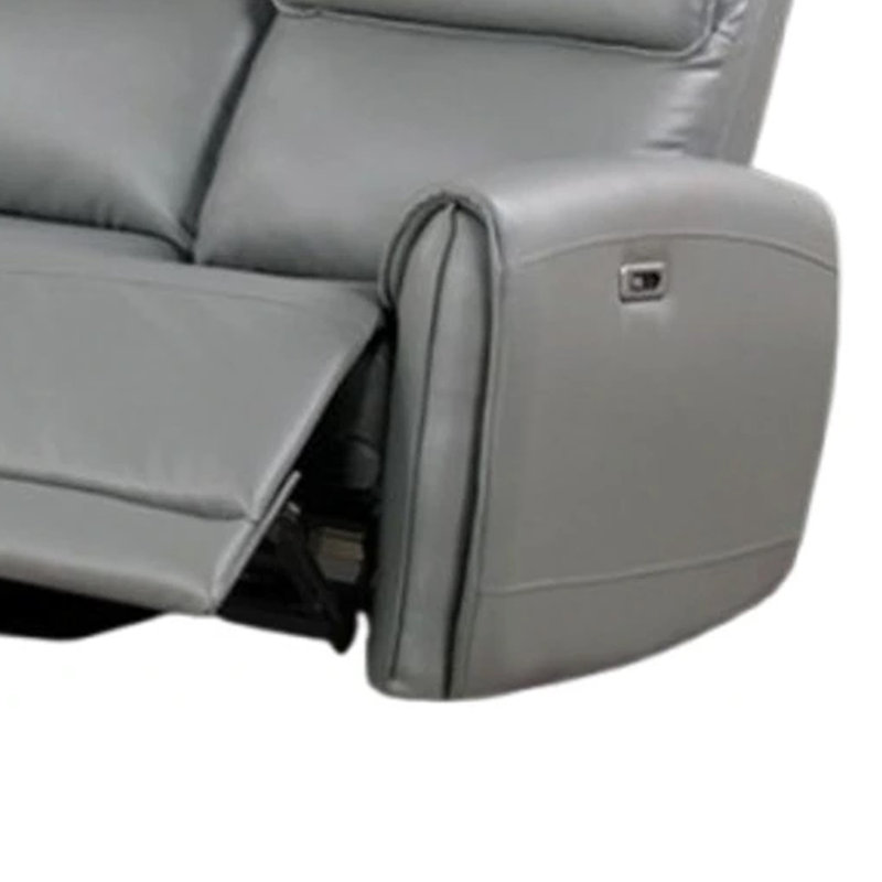Canapé inclinable électrique Sily gris, 81 po, ports USB, Gris