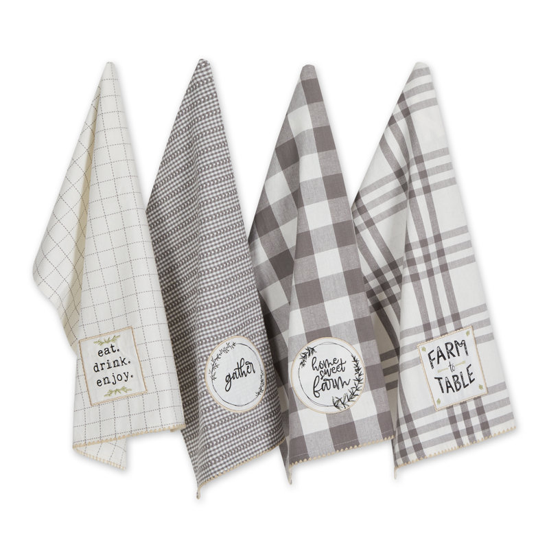 Plaid Waffle Dish Cloth Kitchen Towel, Gray