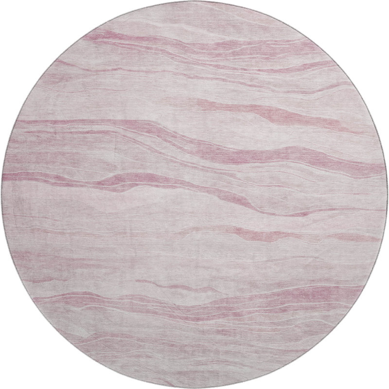 Premium Machine Washable Alijah AMF1246 Stripes Rug, Round 8'