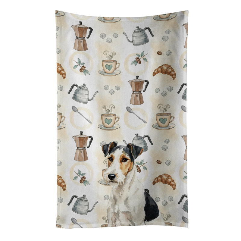Smooth Fox Terrier Coffee Bar Kitchen Towel, Smooth Fox Terrier