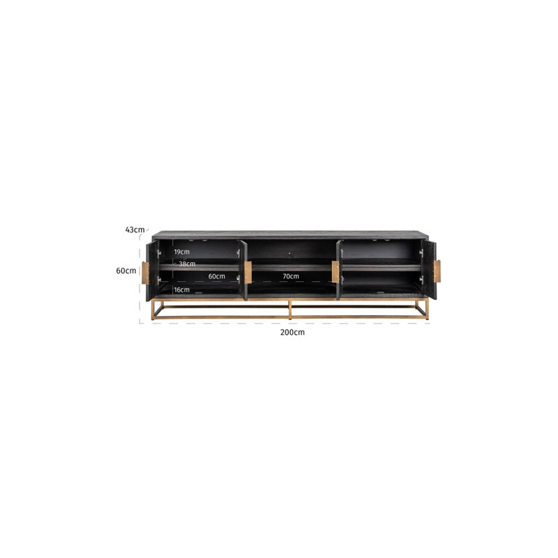 Blackbone Media Console, Black/Gold, 79"