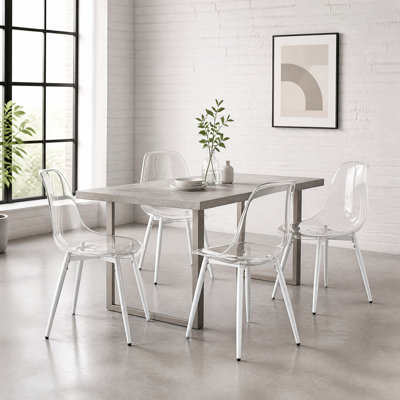 Chaises d'appoint contemporaines fantôme en plastique translucide avec pieds en métal