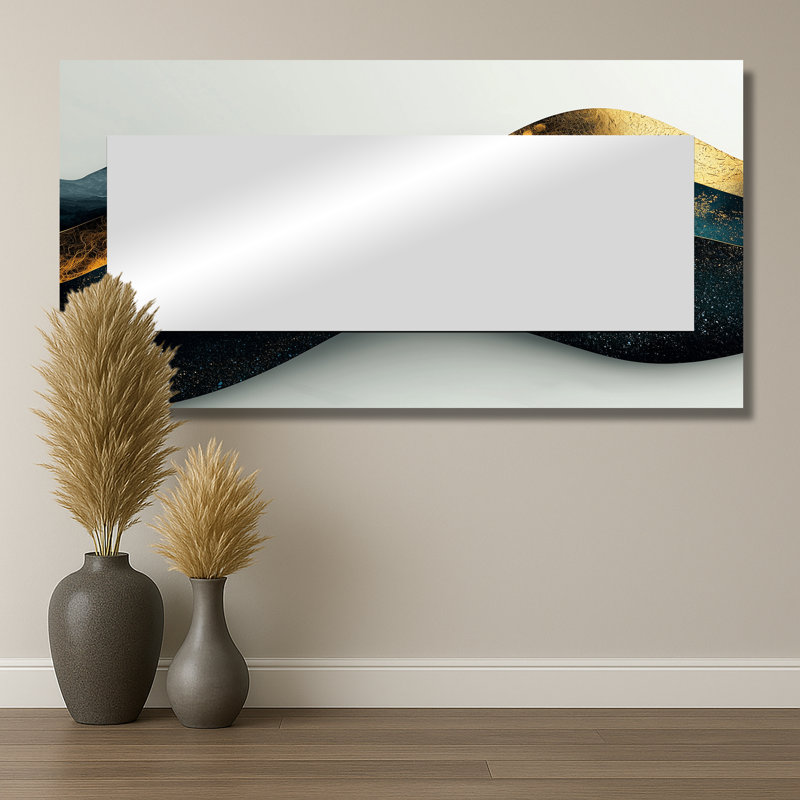 «Minimal Mountains Solitude Horizon», miroir mural décoratif de paysage abstrait, imprimé sur métal, 28 po x 55 po
