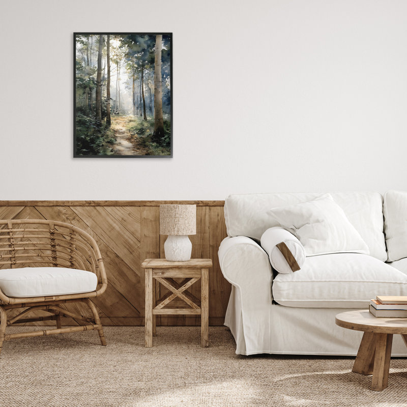 «Forest Path in Morning», estampe numérique, design par Franklyn Gregory, 20 x 16, Midnight Black Giclee Framed