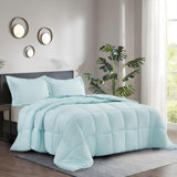 Pre Washed Down Alternative Comforter Set King - Reversible Chic Quilt Design - Box Stitched With 4 Corner Tabs - Lightweight For All Season - Aqua Duvet Comforter With 2 Pillow Shams