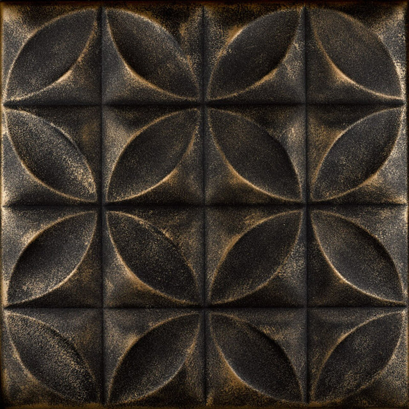 Perceptions 1.6 ft. x 1.6 ft. Polystyrene Glue-up Ceiling Tile, Black Brass