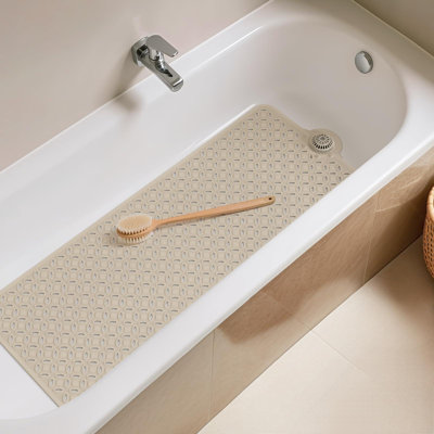 Bath Mat For Tub Non Slip,Bathtub Mat With Hair Catcher,Big Drain Holes Shower Mats(Brown)