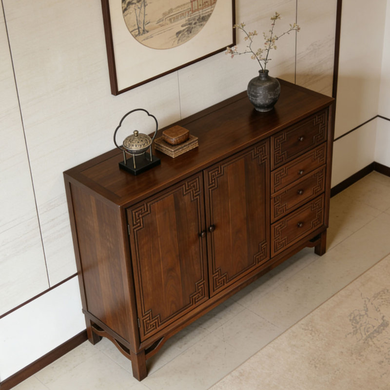 Buffet haut de gamme rétro de style chinois, H 35,4 po x l 47,2 po x P 15,7 po
