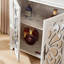 Meuble de rangement d'appoint autoportant, buffet en MDF, portes sculptées en miroir acrylique, étagère réglable, grand plateau, sangles anti-basculement, montage facile pour salon, entrée ou cuisine