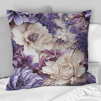 Coastal Tranquility Victorian Pattern XI - Floral Printed Throw Pillow