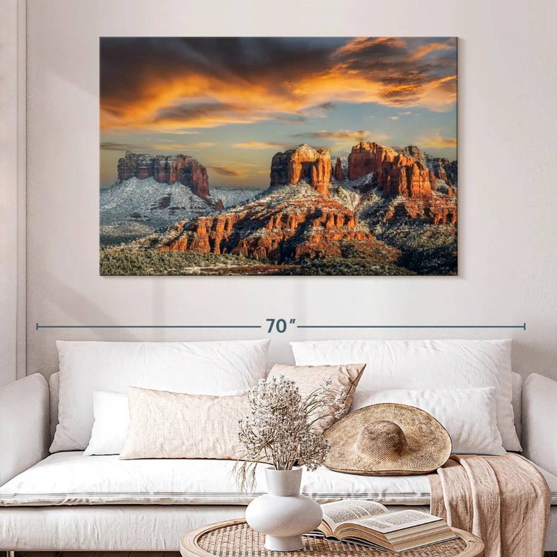 Alvord coucher de soleil et spectacle sur le rocher de la cathédrale Sedona, H 34 po x l 51 po