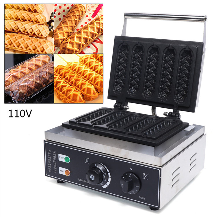 YYBSH 1500W Commercial Non-stick Electric French Hot Dog Maker Waffle Maker  Machine