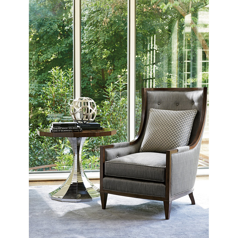 Hermosa Round Brown Wood and Metal Center Table