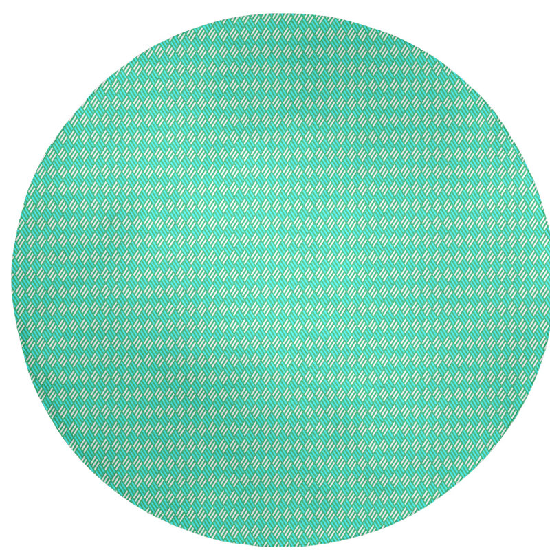Tapis bleu à rayures losanges, Rond 5 pi
