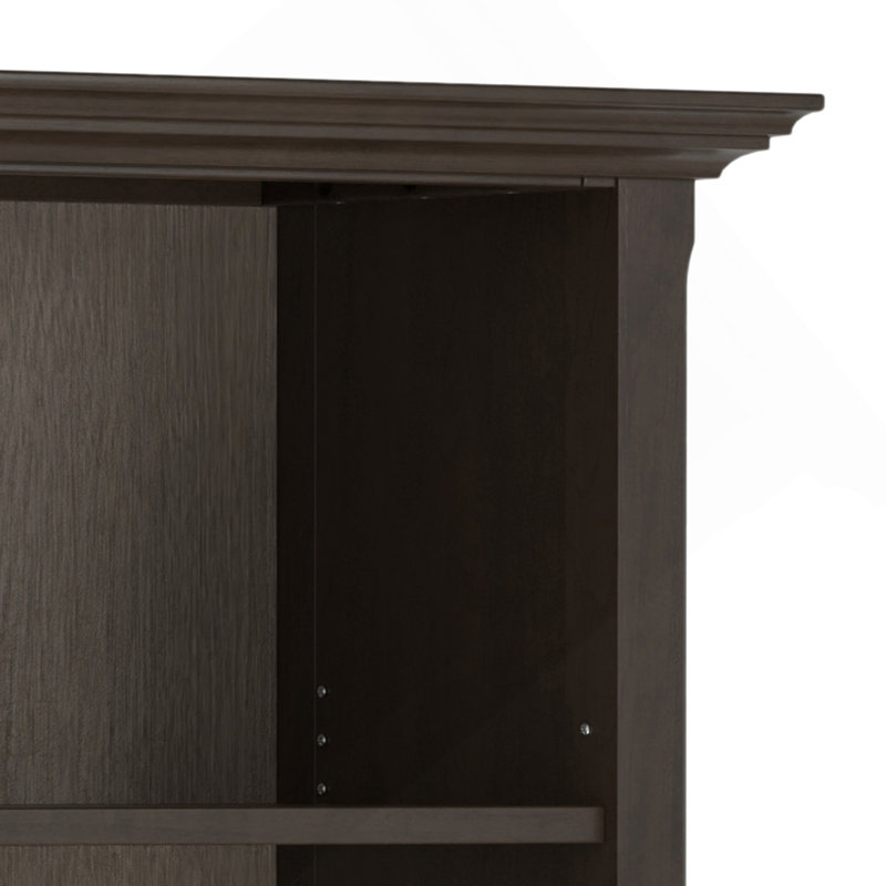36 Inch Solid Wood 5 Shelf Bookcase In Hickory Brown