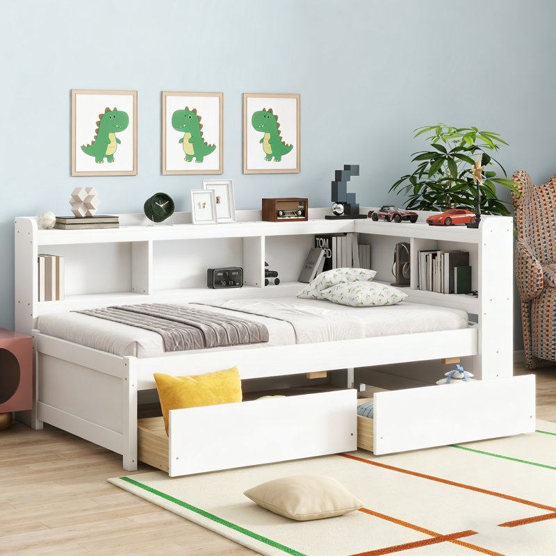Space-Saving Twin Loft Bed With Integrated Bookcase & Charging Station - Features USB Ports, Power Outlets, And 2 Drawers