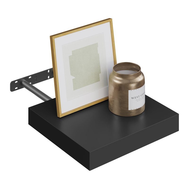 Floating Shelf, 3.8cm H x 80cm W x 22.9cm D, Black