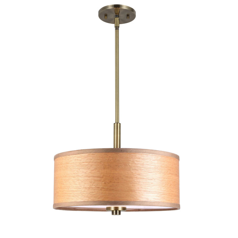 Lustre tambour 3 lumières Ahmia Abularach, Laiton, Brûlé, H 13 po x l 14,5 po x P 14,5 po