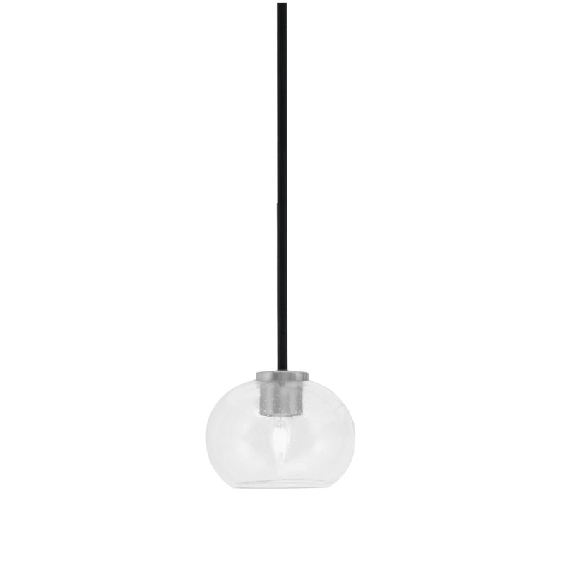 Mini-luminaire suspendu 1 lumière Amarmula, noir mat et finition graphite, verre transparent 7 po