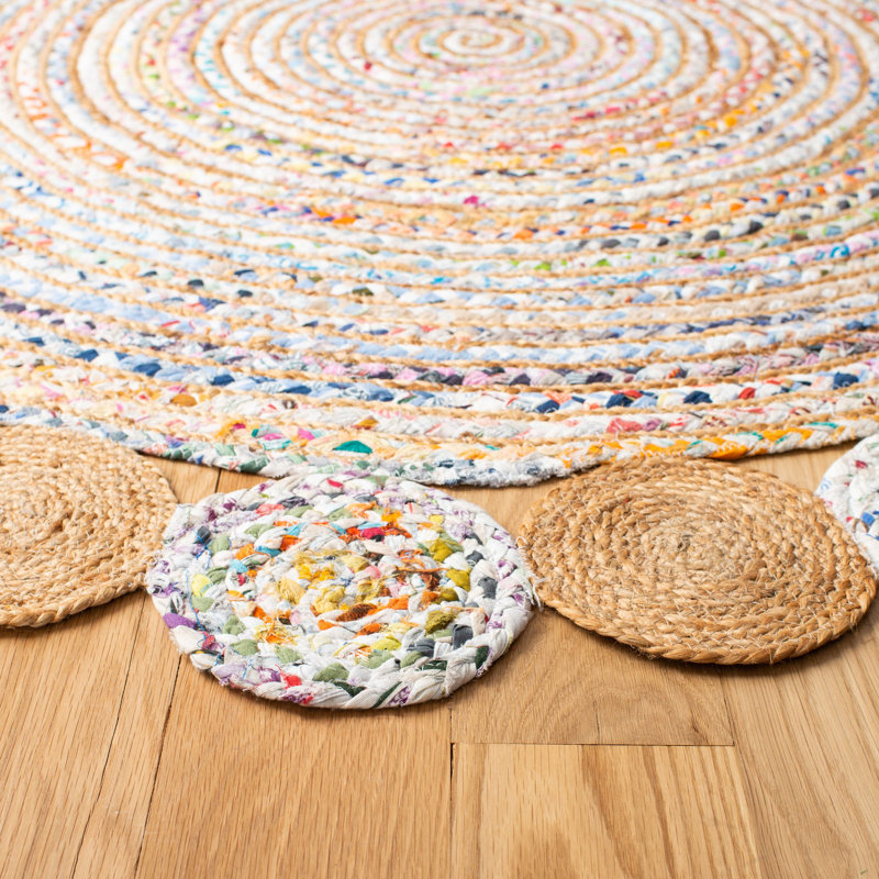 Rubenstein Hand Woven Jute, Cotton Abstract Rug, Round 3'