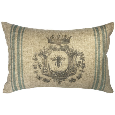  Bee Striped Linen Lumbar Pillow