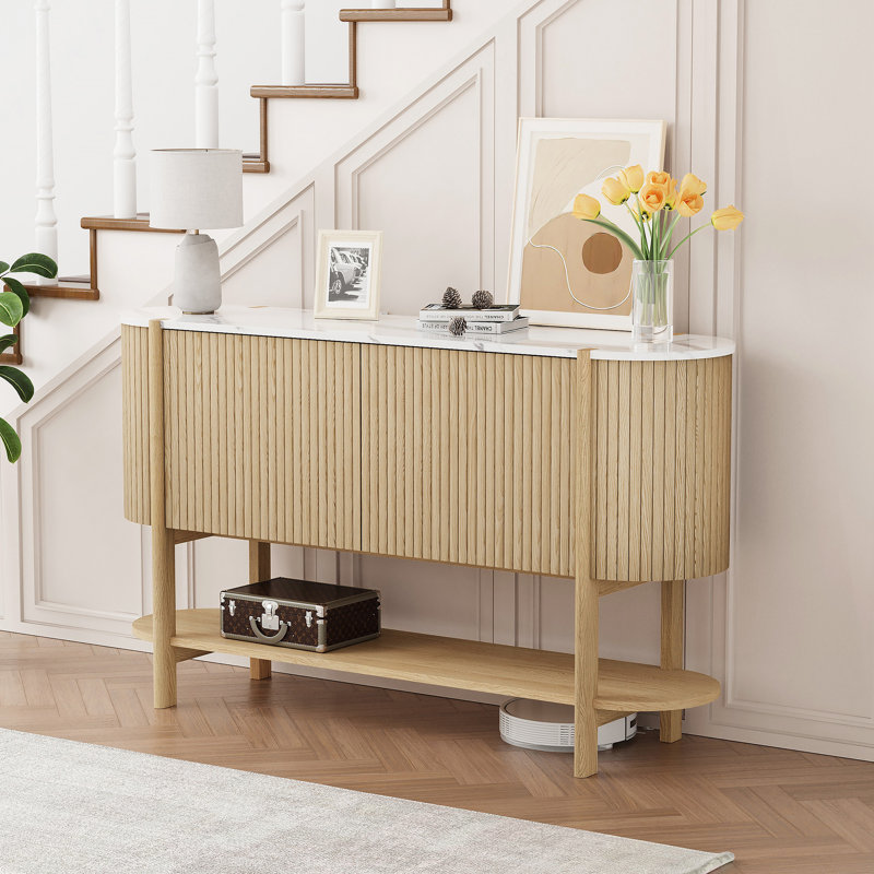 53.5'' Console Table With Marble Top, Natural