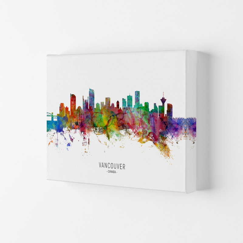 Vancouver Canada Skyline by Michael Tompsett - Print, 21cm H x 29.7cm W x 4cm D, Wrapped Canvas