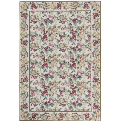 Needlepoint Hand Knotted Wool Beige Rug