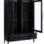 Présentoir de 60 po de hauteur avec éclairage à DEL, deux tiroirs, porte en verre trempé pour bureau, salon noir, porte-1330934124