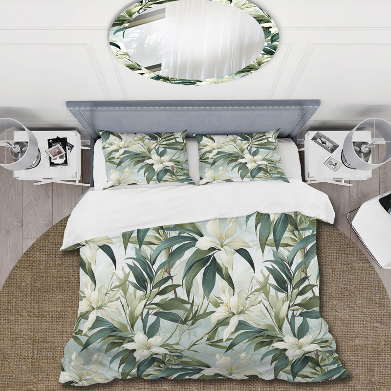 Literie à motif tropical Bamboo Whispers, Housse de couette pour très grand lit et 2 très