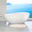 Baignoire autoportante de 63 po à surface solide, baignoire de trempage autoportante en résine d'ingénierie de luxe avec trop-plein et bonde escamotable pour salle de bain contemporaine, blanc brillant
