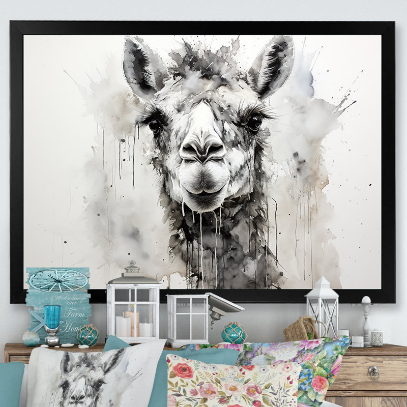 Minimalisme monochrome chameau I sur toile, H 34 po x l 44 po x P 1,5 po, Cadre simple noir