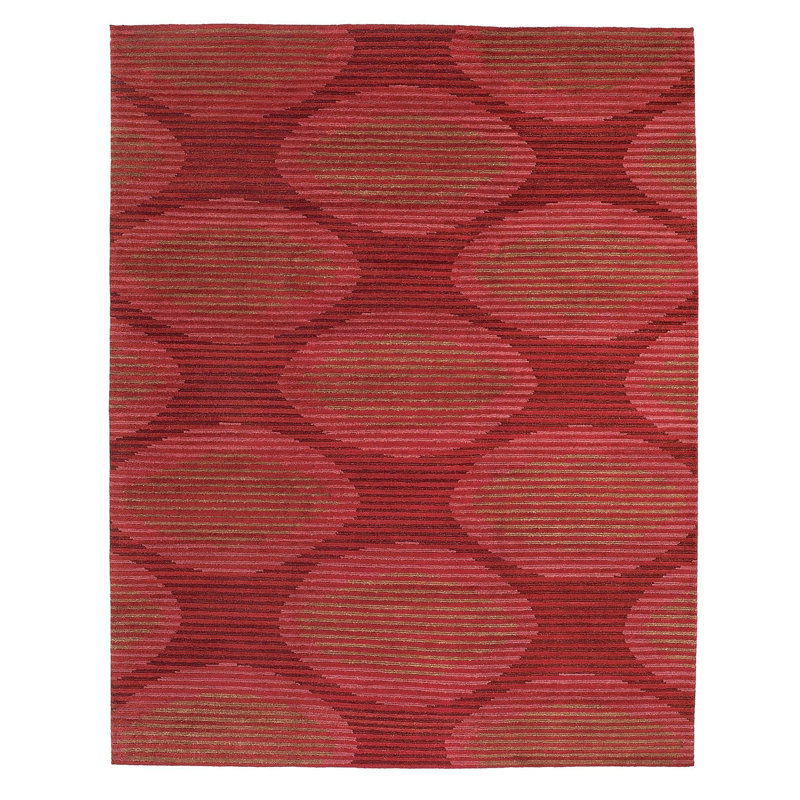 Kiwi Wool Geometric Area Rug in Pink/Red/Taupe, Rectangle 10' x 14'